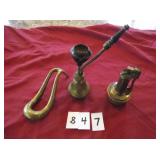 BRASS PIECES, PIPE, LIGHTER, ETC