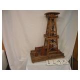 ANTIQUE TRAMP ART LARGE WOOD OIL RIG