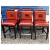 6 RED & BLACK BAR STOOLS