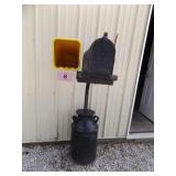 MAIL BOX IN OLD MILK CAN...54" TALL