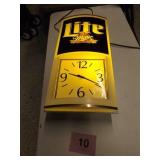 MILLER LITE LIGHT & CLOCK....WORKS