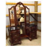 DRESSING TABLE W/MIRRORS & MARBLE TOPS