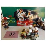 METAL COKE SIGN & COKE FIGURES