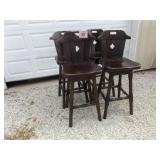 4 WOODEN BAR STOOLS