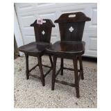 2 WOOD BAR STOOLS