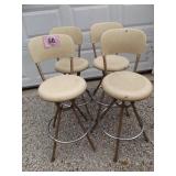 4 METAL BAR STOOLS...VINTAGE OFF WHITE VINYL