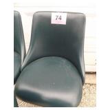 3 BAR STOOLS, METAL & GREEN VINYL