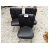 3 METAL & BLACK VINYL SWIVEL CHAIRS