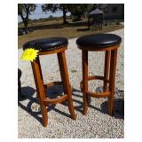 2 BAR STOOLS WITH BLACK VINYL