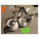 4 CORNINGWARE TEA / COFFEE POTS