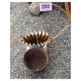 METAL BASKET, CAST IRON POT...WITH CRACK