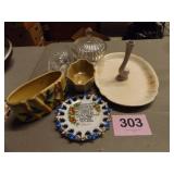 FRANKOMA BUD VASE, PLANTERS, PLATES, GLASSWARE