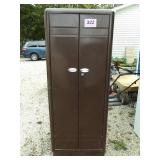 BROWN METAL WARDROBE WITH KEY