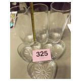 CLEAR VASES & HEART DISHES