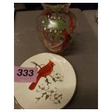 CARDINAL PLATE & VASE