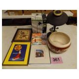 2 LAMPS, 3 PICTURES, PLANTER