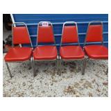 4 METAL CHAIRS-RED VINYL...EXCELLENT CONDITION