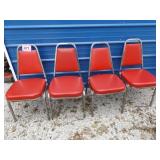 4 METAL CHAIRS-RED VINYL...EXCELLENT CONDITION