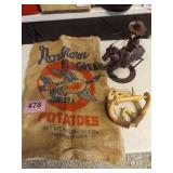 POTATO SACK, ANTLER TP HOLDER METAL STATUE