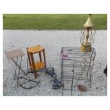 BLACK METAL TRICYCLE PLANT STAND, METAL BOOK RACK