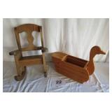 HAND MADE WOOD GOOSE FRUIT BASKET