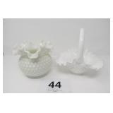 VINTAGE FENTON WHITE HOBNAIL MILK GLASS