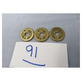3) CHINESE CHING DYNASTY BRONZE COINS