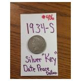 1934-S SILVER "KEY" DATE PEACE DOLLAR