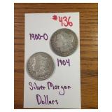 1900-0 ,1904 SILVER MORGAN DOLLARS