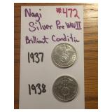 NAZI SILVER PRE WWII 1937-1938..BRILLANT CONDITION