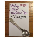 STERLING SILVER "NEW ORLEANS" SPOON, 4" 10.8 GRAMS