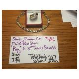 STERLING RING 7-3/4 & 8" TENNIS BRACELET 22.7 GRAM