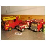 3 FIRE TRUCKS, 2 TONKA, 1 NYLINT