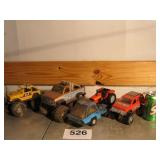 4 SANDBOX TOYS, METAL, 1 ERTL TRACTOR