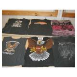 6 VINTAGE HARLEY T SHIRTS, NO COLLARS OR SLEEVES