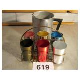 COLORED ALUMINUM PITCHER & GLASS SET