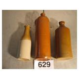 3 STONE BOTTLES, TALL BOTTLE BEEN REPAIRED