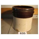 #4 PICKLE STONE CROCK 12" T, SOME CHIPPING,