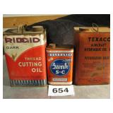 3 OIL CANS, RIDGID, GUNK, TEXACO AIR