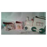 VINTAGE ABINGDON TRAIN COOKIE JAR, BABY PLANTERS