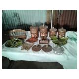 Green glass, canister set