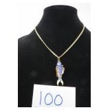 VINTAGE CLOISSONE FISH NECKLACE