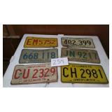 LICENSE PLATES 1970, 71, 72, 73, 74, 75