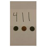 GERMAN COINS W/SWASTIKAS 1938, 41, 44