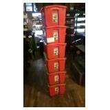 6 TOTES W/FOLDING LIDS, STACKABLE