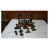 OLD BANK TELLER RUBBER STAMPS & STAND,