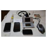 NINTENDO DS, 3 CELL PHONES, WATCH BAND, HEAD SET,