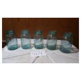 BALL BLUE GLASS JARS, QUART