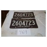 1959 MATCHING LICENSE PLATES