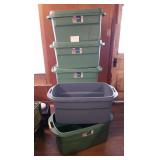 5 TOTES, 3 W/LIDS